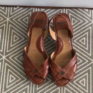 Born Leather sling back platform sandals
